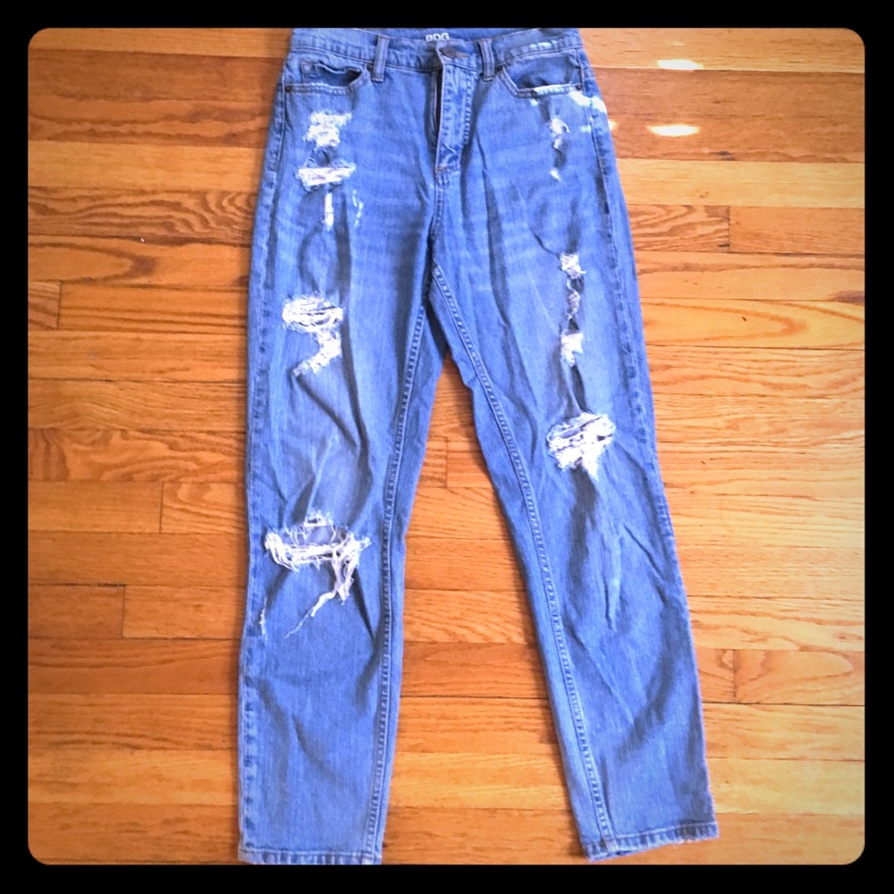 Alt distressed mom jeans